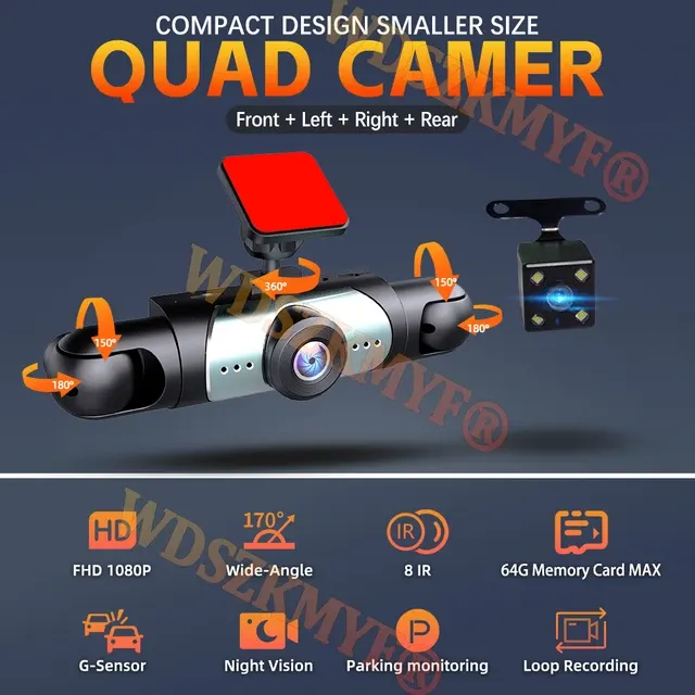 360-Grad Dashcam 1080P mit Rückfahrkamera 2