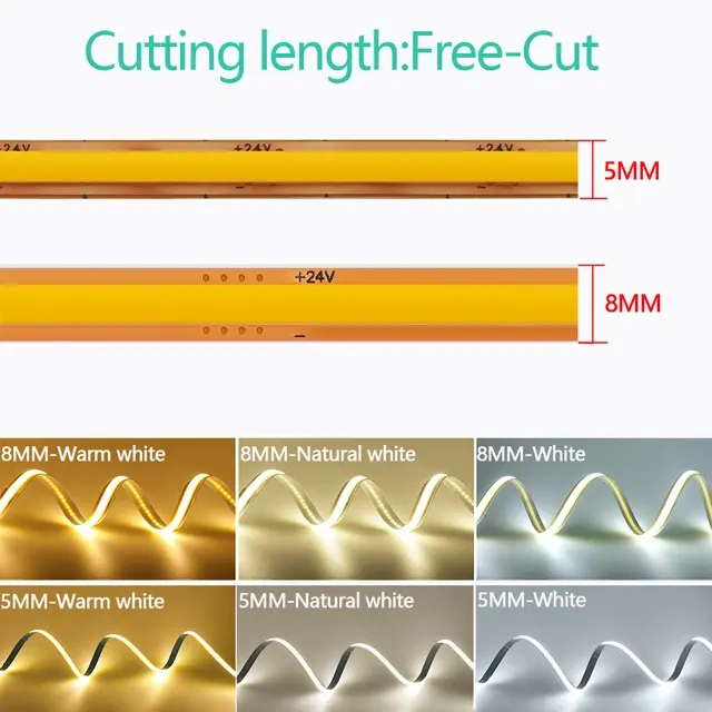Flexibler COB-LED-Streifen 12 V, 400 LEDs/m 2