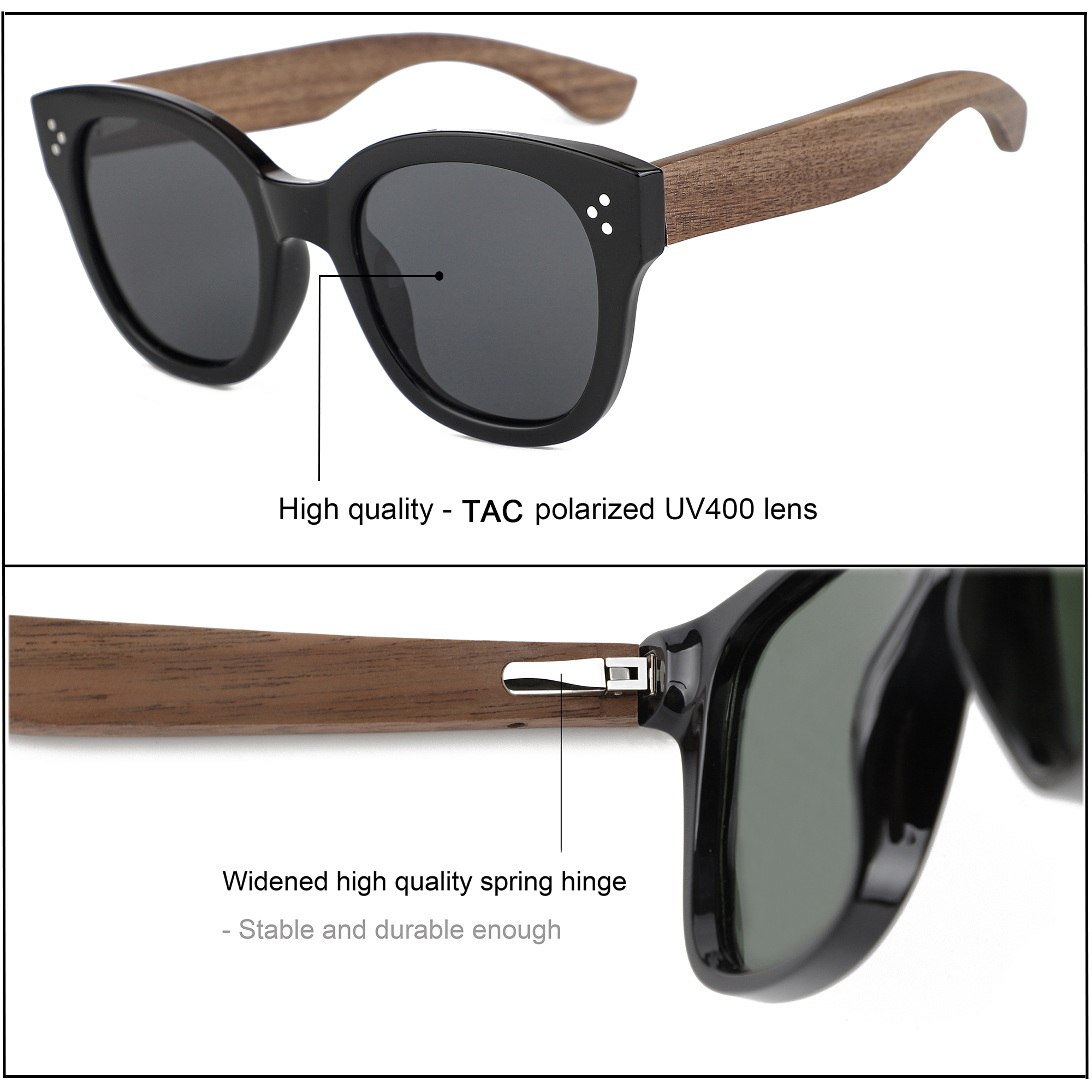 Polarisierte Holz-Sonnenbrille für Damen und Herren 3