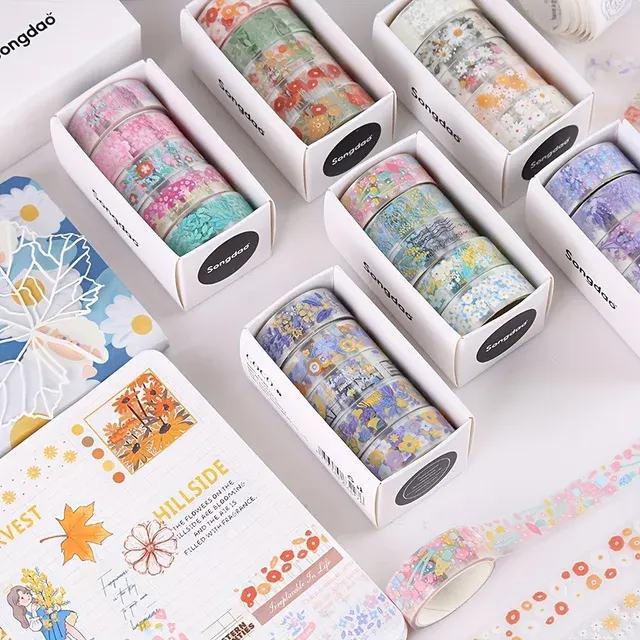 Vintage-Blumen-Washi-Tape im 5er-Set 2