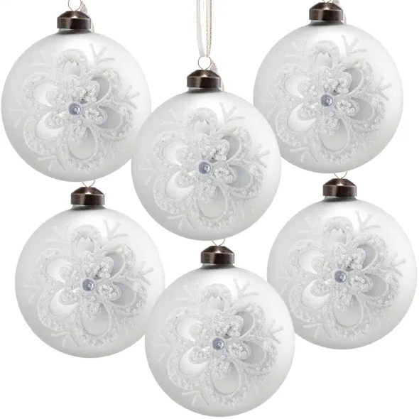 6er Set Glas-Christbaumkugeln Weihnachtsdeko