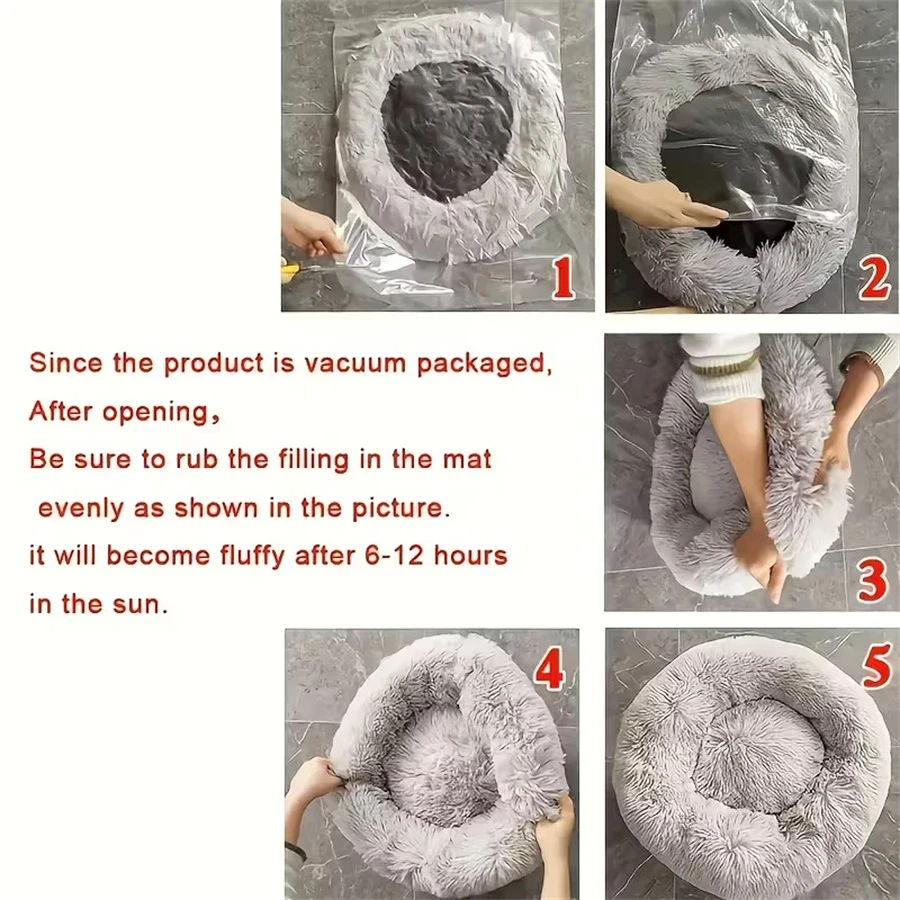 Waschbares Plüsch-Donutbett für Katzen 3