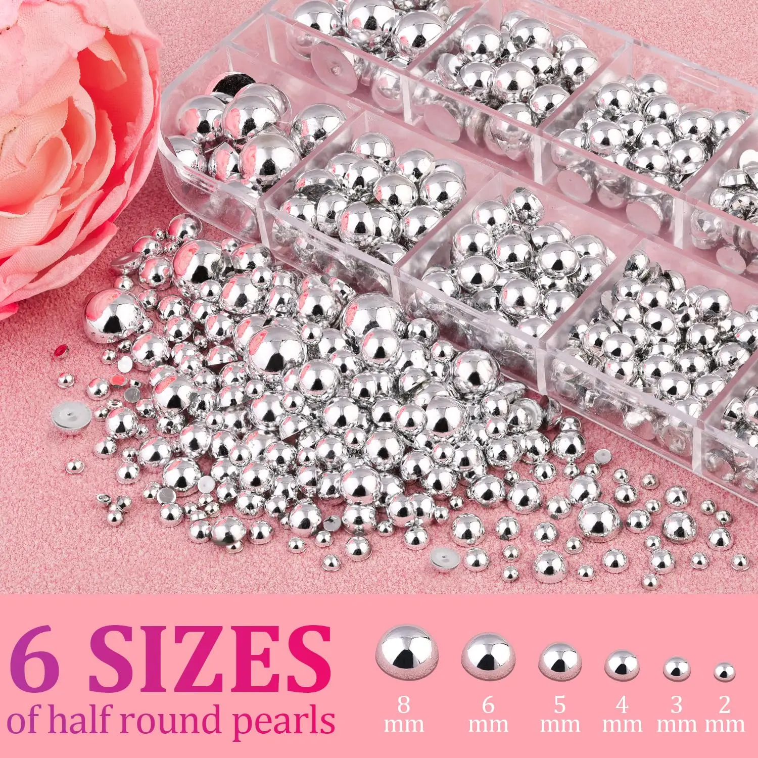Silberne Halbrunde Kaviar-Perlen für Nail Art 4