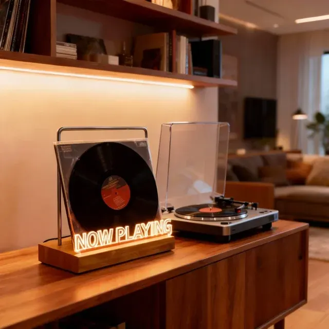 Beleuchteter Vinyl-Schallplattenständer mit Acryl-Hüllen 2