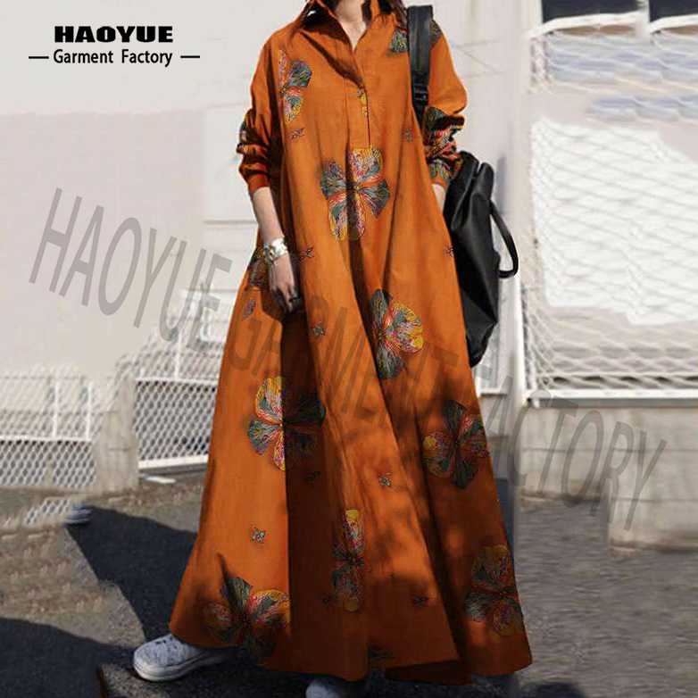 Vintage A-Linien-Maxikleid aus Baumwoll-Leinen 4
