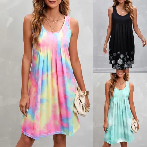 Plissiertes Batik-Kleid