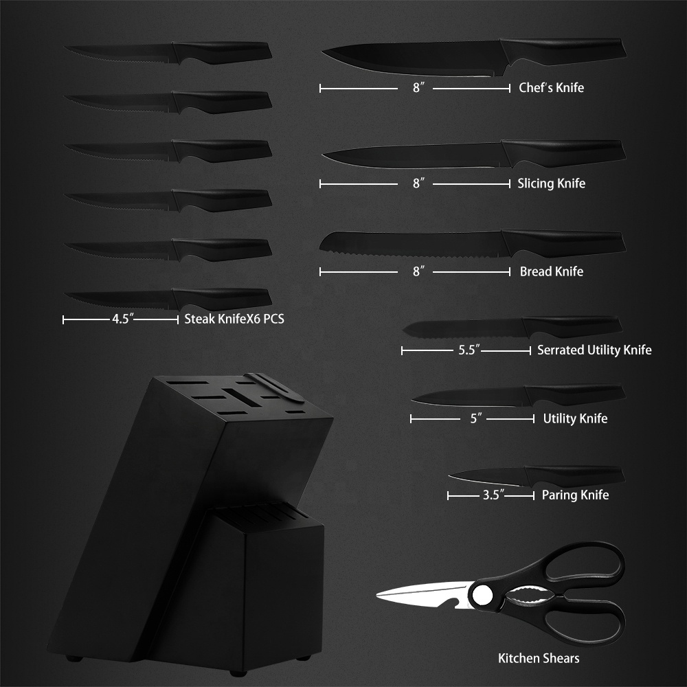 Kuchenmesser-Set aus Edelstahl mit Messerblock 3