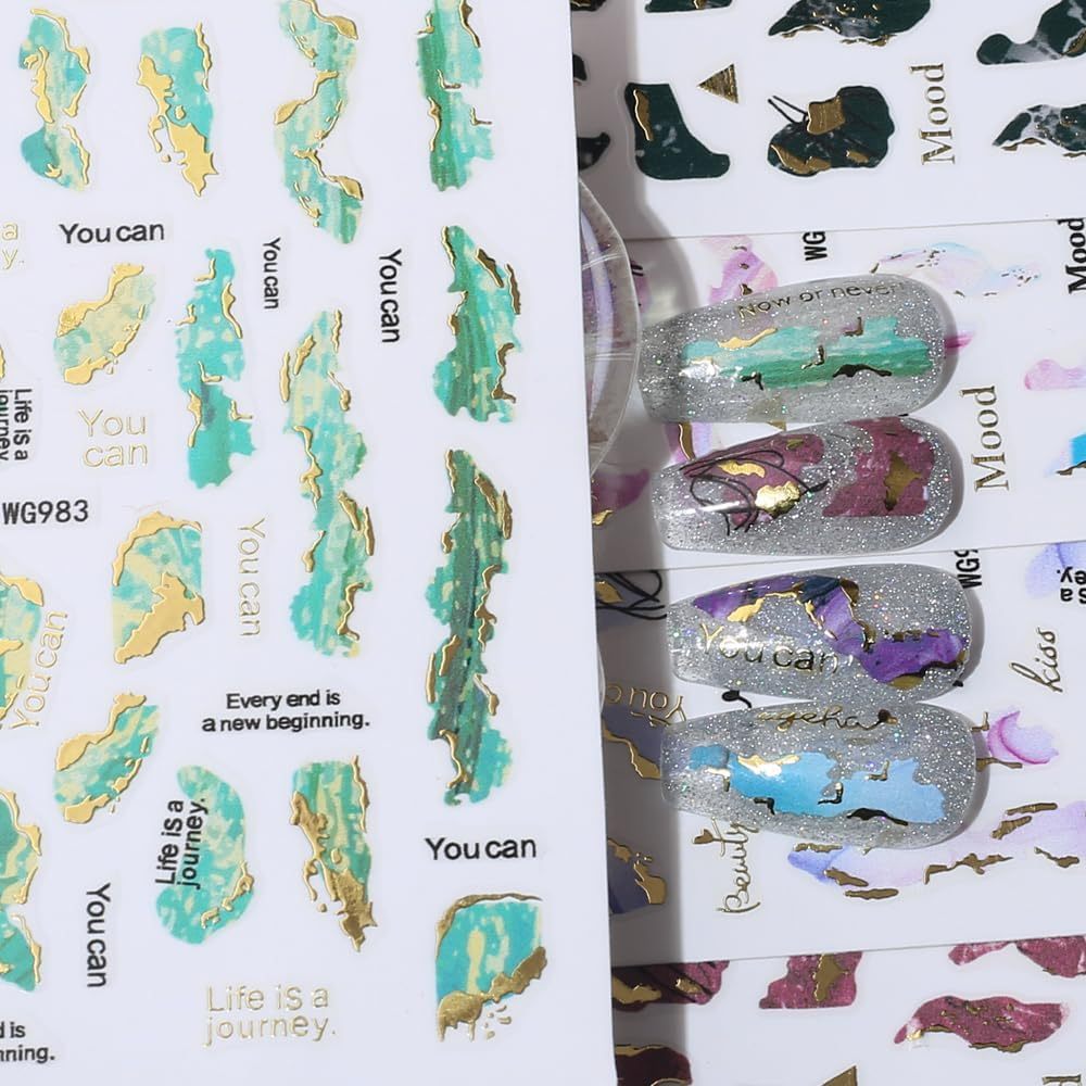 3D Marmor Nagelsticker Bronzing Selbstklebend 3