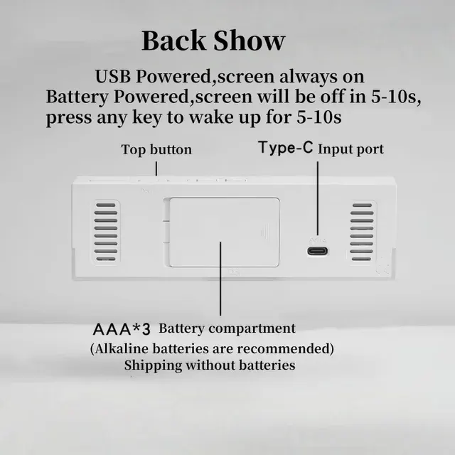 USB-Tischuhr mit Stimmungslicht und Wecker 3