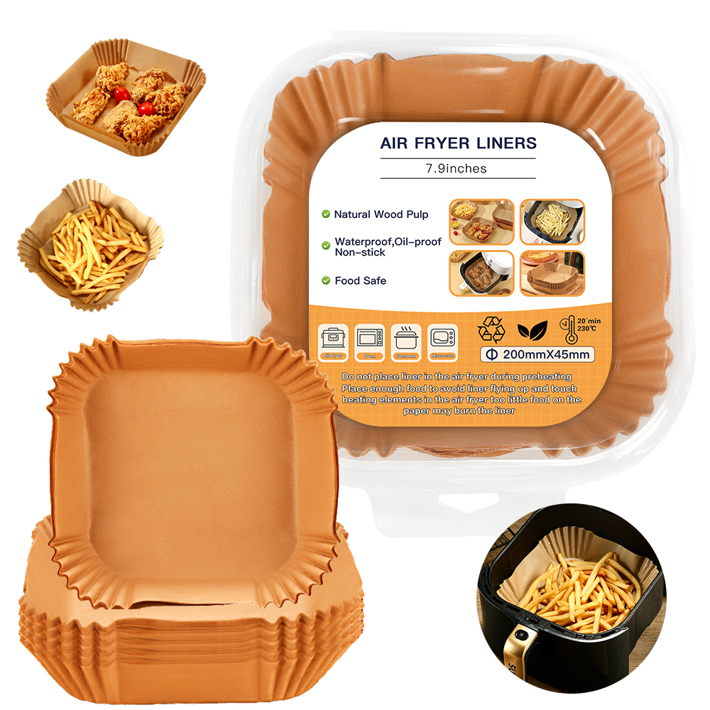 Quadratische Einweg-Airfryer-Papiereinlagen 50 Stück