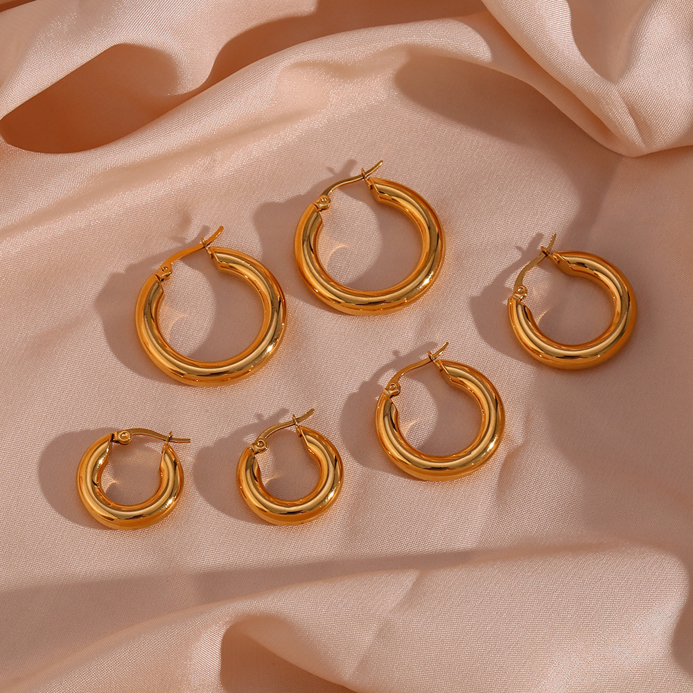 Übergroße Geometrische 18K Gold Creolen