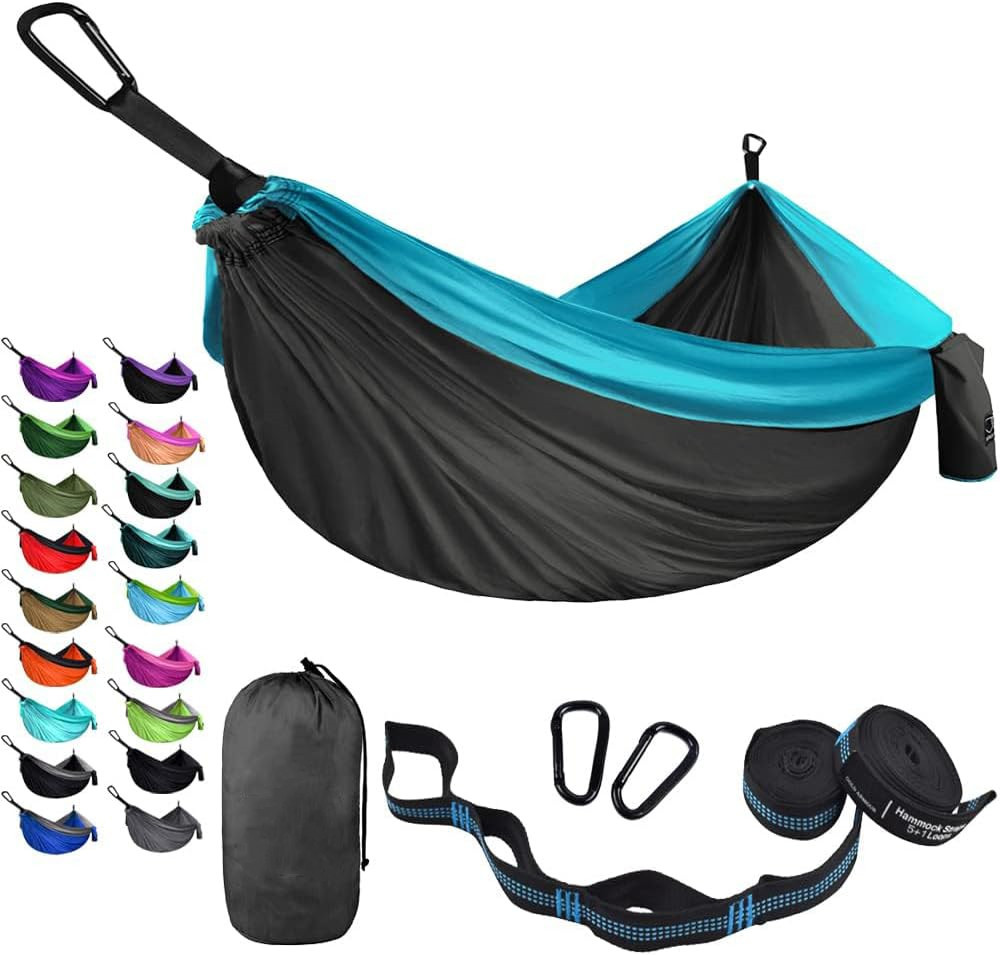 Doppel-Camping-Hängematte aus Nylon mit Baumgurten 2