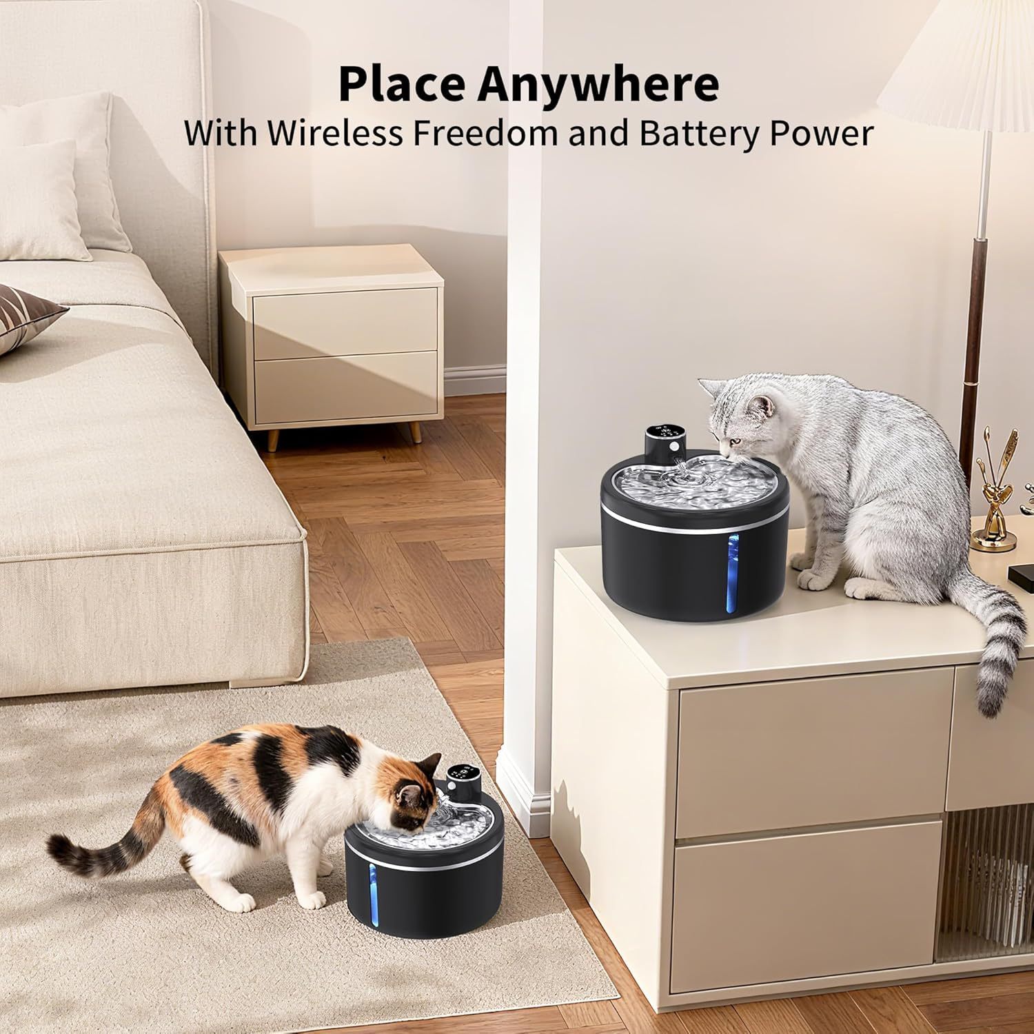Automatischer Katzen-Trinkbrunnen 3 L, kabellos 3