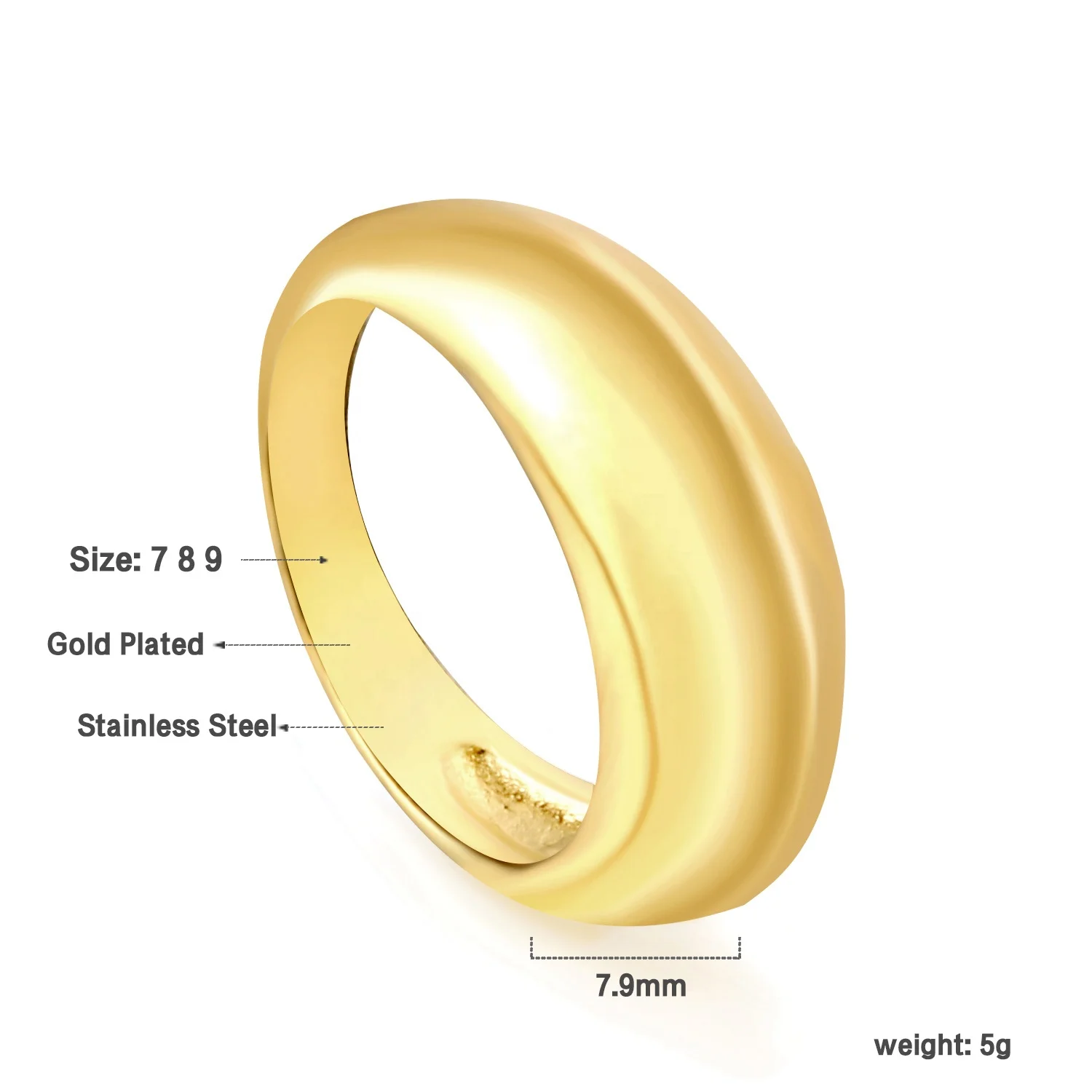 18K Vergoldeter Edelstahl Damen Statement Ring 3