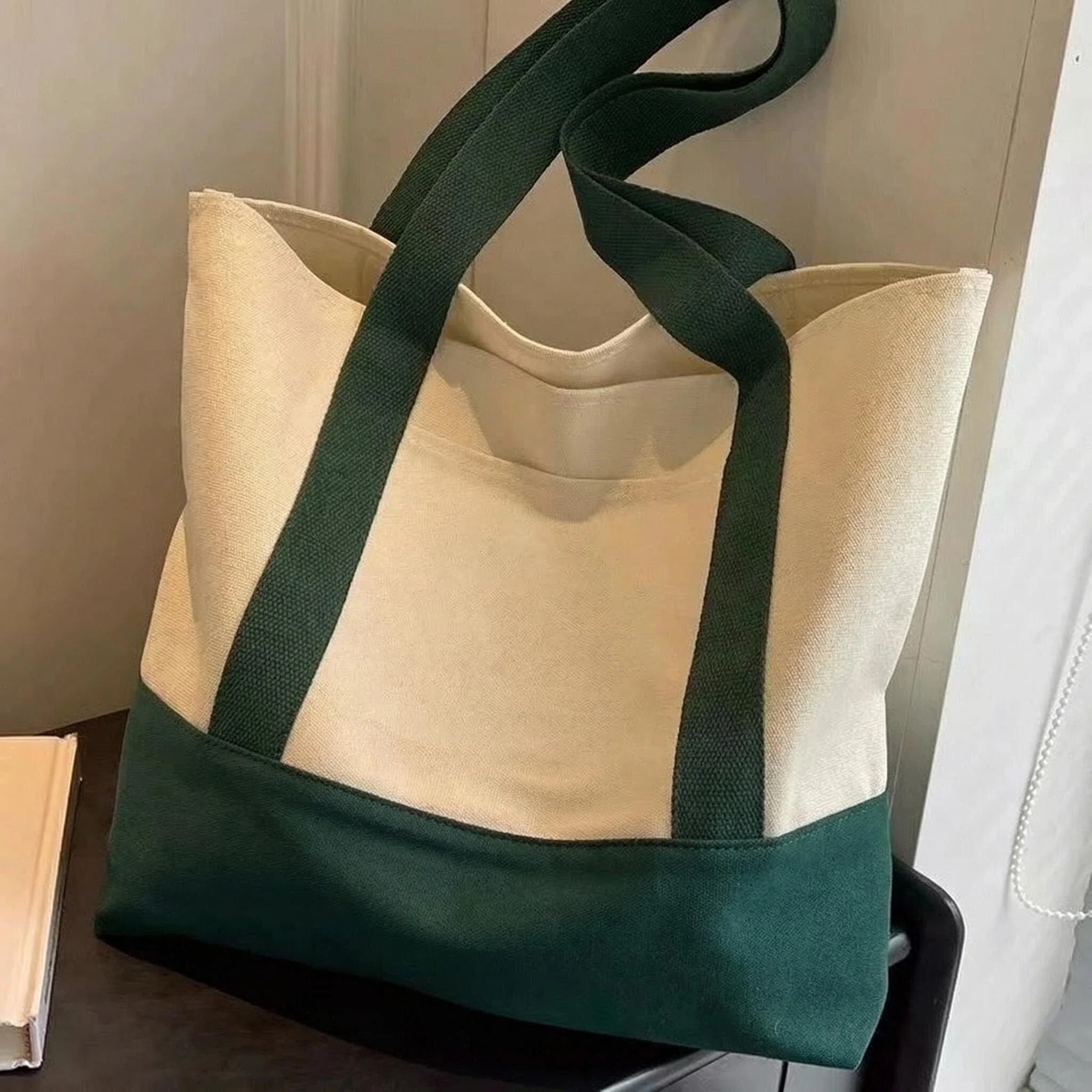 Robuste Bio-Baumwoll-Canvas-Tasche mit Langhenkel 3